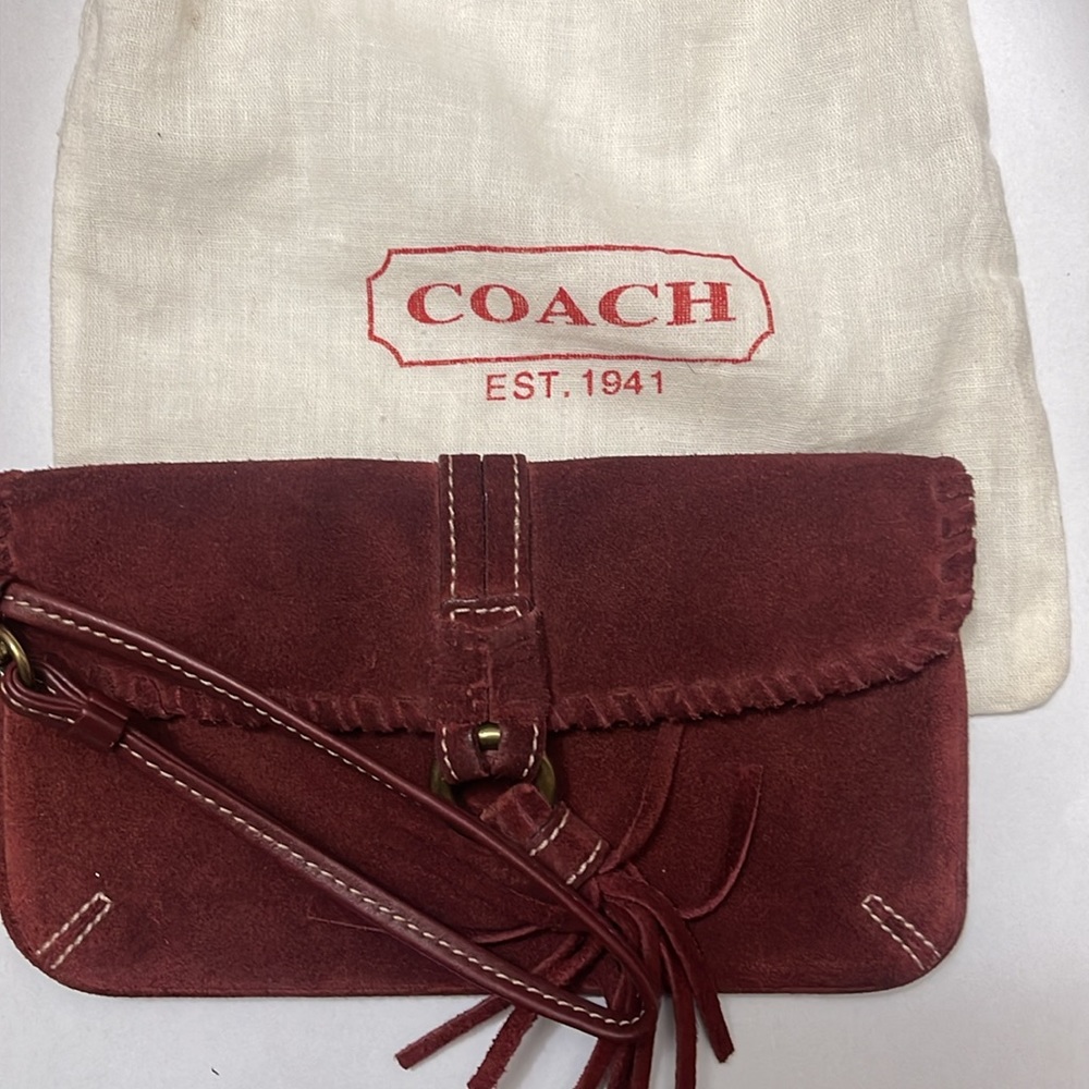 Coach Oxblood/Maroon/Burgundy Suede Wristlet